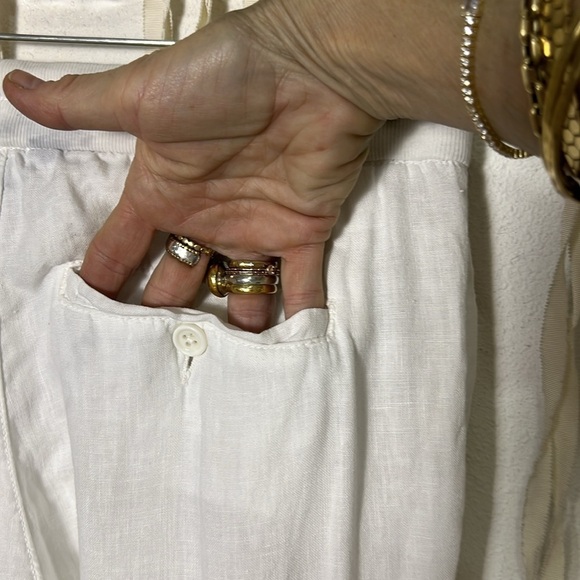 James Perse White Linen Straight Leg Pant Drawstring Waist Size 0/XS - Picture 3 of 9